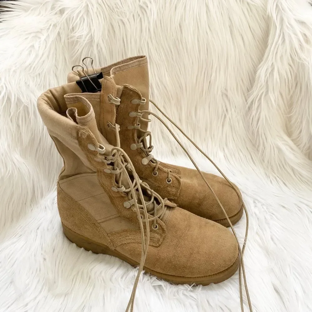 Vibram tan army military combat boots 7R